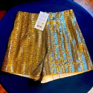 Sezane Rick Shorts Striped Gold Sequins Size 6